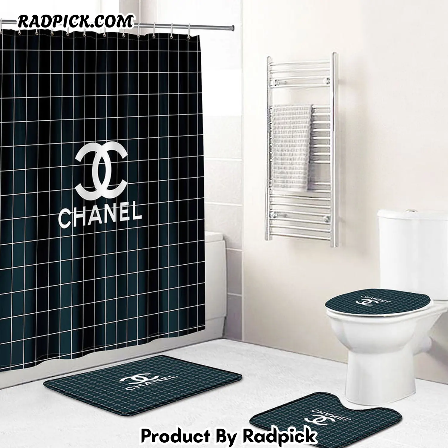 Chanel shower curtain black and white strip luxury bath mat sets shower curtain  rp3871146.png